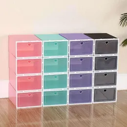 30pcs Shoe Boxes Set Multicolor Foldable Plastic Clear Home Shoes Rack Organizer Stack Display Box SN4684