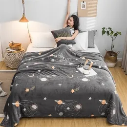 Lrea Grey The Vast Sky Coral Fleece Blanke fill Decoration for Home Bedding Children Bed Cover Cover Blanklet Gift 201111