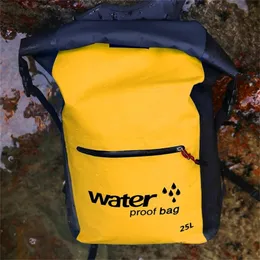 25L Impermeabile Dry Bag Zaino Zaino Storage Pack Sacco Nuoto Rafting Kayak Fiume Trekking Galleggiante Barca a vela Canoa 220721