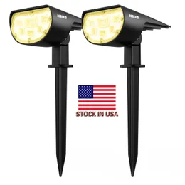 Stuck in US Solar Spotlight Lawn Lamps Solar Spotlights Outdoor Waterproof IP67 Landscaping Lights Wall Light for Yard Garden Pool Patio Driveway Walkway Cold White