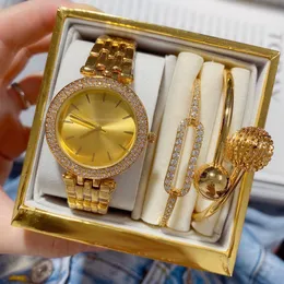 lüks 3 set kadın saatler bilezikler en iyi marka gül altın kol saatleri bayan tasarımcı elmas watch womes için Noel doğum günü hediyeleri hediye kutusu ile lüks ile lüks