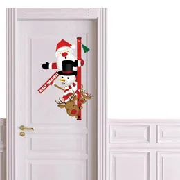クリスマスの装飾ナビダッドメリーウォールステッカー入り口装飾ウェルカムドアスノーマンとサンタクローズフォーホームスマス