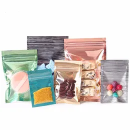 100pcs One Side Clear Drawing Aluminum Foil Zip Lock Bag Resealable Translucent Coffee Powder Gifts Trinkets Jewelry Cosmetics Packaging Pouches