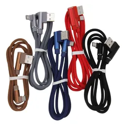 Micro USB Type C -kabel 90 graders armbåge Telefonladdningskablar Snabb laddare Sync Data CORD för Samsung Xiaomi Huawei Mobiltelefon