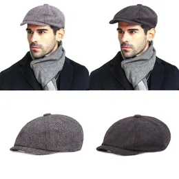 Berets men vintage beret tweed szczypty hat sboy wiosna zima płaskie czapki malarz czapki