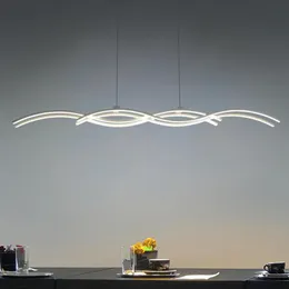 Lampy wiszące kształt fali Nowoczesne światła LED do jadalni salon kuchenny biały aluminium lampa lamparas nowoczesne urządzenia mingpendant
