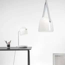 Kolye lambalar tasarımcı dumanlı cam ışıklar modern led deri kayış asılı lamba mutfak oturma odası dekorasyon ışığı fikstürlerpendent