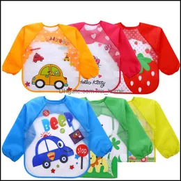 Bibs Busp Cloth Baby Feed Baby Kids 출산 유아 만화 바지는 방수 긴 소매 어린이 dhjqu