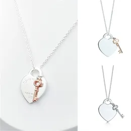 Hjärta och nyckel hänge halsband för kvinnor 1:1 925 silver sterling lyx smycken gåvor Co Drop 220330