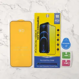 풀 커버 9D 강화 유리 스크린 프로텍터 For iPhone 13 12 Mini 11 Pro Max XR XS 8 7 Samsung Galaxy S22 Plus A13 A23 A33 A53 A73 A12 A22 A32 A52 A72 소매 패키지