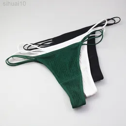 Сексуальные хлопковые g-string Женщины трусы низкоэтажные тонкие черники плиссированные T-Back нижнее белье женское нижнее белье 2022 Новое L220802