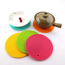 Rund värmebeständig silikonisolering Anti-Scald Mat Drink Cup Coasters Non-Slip Pot Holder Table Placemat Kök Tillbehör SN4286