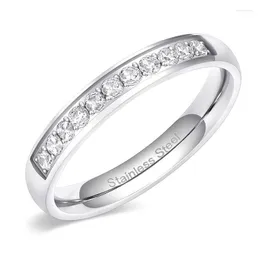 Anéis de casamento 3,5 mm Mulheres meio Eternity Bands para fêmea de aço inoxidável Banda de zirconia cúbica tamanho 4-12 Wynn22