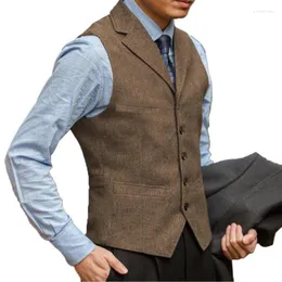 Men's Vests Grey Vest Brown Slim Fit Prom Herringbone Wool Blazer Green Office Suits Burgundy Waistcoat For Wedding Man Grooms Phin22
