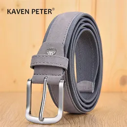 Men Oxford Tyg Suede Leather Belt Högkvalitativ äkta lyxstiftspänne för 3 5 cm och 3 8 bredd 220712