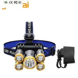 Yunmai Neuer LED-Scheinwerfer mit 5 Lichtern, eingebauter 18650-Batterie, wiederaufladbarem USB-Zoom, superhell, wasserdicht, Camping-Taschenlampe, Arbeitslicht