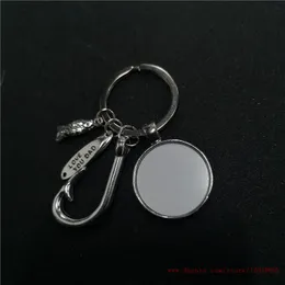 sublimation blank fish hook keychains for Father's Day key ring heat transfer printing blank diy materials factory price