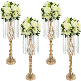 Tall Decoration Party Road Lead Flower Table Stand Crystal Gold Table Centerpieces for Wedding Tables Decorations imake172