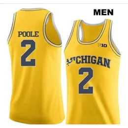 Nikivip Custom XXS-6XL 빈티지 남성 Michigan Wolverines J. Poole #2 College Real Embroidery Jersey Size S-4XL 또는 사용자 정의 이름 또는 번호 저지