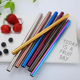 215mm Wide Stainless Steel Drinking Straws Reusable Colorful Boba Smoothie Milky Tea Metal Straw SN4639