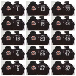 CeUf NCAA Ohio State Buckeyes College 97 Bosa 15 Elliott 12 C.JONES 16 BARRETT 1 B.Miller Black Football Hoodie Hooded Sweatshirt Jackets Jerseys