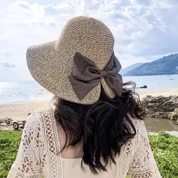 Szerokie brzegowe czapki 2022 Summer Sun for Women Bucket Hat Bowknot Sombrero Chapeu Feminino Capeine Beach Eger22