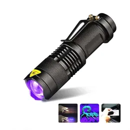 LED UV Flashlight Ultraviolet Mini LED Torch 395nm Blacklight Wavelength Violet Light Zoomable Pet Urine Scorpion Feminine Hygiene Detector