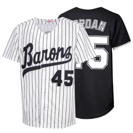 Birmingham Barons #45 Retro baseballtröja sydd svartvit