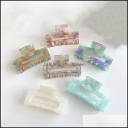 Clamps Hair Jewelry Large Hollow Out Square Women Girls Scrunchies Ponytail Hairpins Korean Lady Wash Shower Acetic Aci Dhn4H