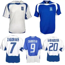 Soccer Jerseys 2004 Retro Greece Charisteas Tsiartas Nikolaidis Zagorakis Karagounis Home Blue White Away Vintage Jersey for Men Classic