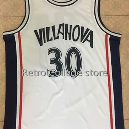 XFLSP # 30 Kerry Kittles Villanova Wildcats كرة السلة جيرسي الأبيض مخصص أي عدد واسم الفانيلة مخيط التطريز