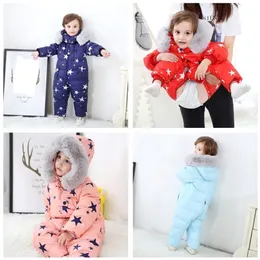 winter jumpsuits outerwear 4 colour kids winter jacket for girls snowsuit down boys coat 1-4 years overalls warm baby LJ201203