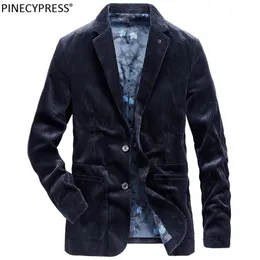 100% Cotton Corduroy Anti-pilling Quality Single Breasted Pockets Casual Man Street Autumn Male Fashion Men Suit Jacket Blazer 220409