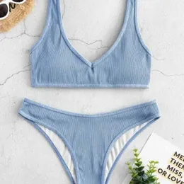 Designer Beach Thong Fashion Swimsuit Bikini Set Dark Blue New Thread Split Loose Spuckle Strap Swimsuit Swimsuit Bikini Twopiece Set
