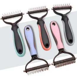 Pet Dog Grooming Tool 2 Sided Undercoat Rake For Cats Dogs Brush - Safe Dematting Comb For Easy Mats Tangles Removing (Large Size)