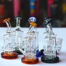 Mini Hookah -produkter 6 tum glas vattenrör med manlig glasskål tjock återvinnare hård bägare för rökning