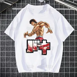 Męskie koszulki myśliwca Anime Baki t koszule drukuj o krótkim rękawie Męki Yujiro Hanma Grappler Fighting Shirt Hip-Hop Heigh Quality Men