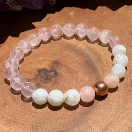 2022 Strand Madagaskar Rose Quartz Bransoletka Moonstone bezwarunkowa miłość Bogini Bransoletka Yoga Meditation Brance Mala Bracelets MAME MONE Dift Dift