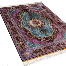 Mattor Fangcun 4'x6 'Oriental Hand Knutt Super Silk Area mattan Topp Persiska mattor för vardagsrum och kontor