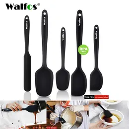 Walfos 5pcs/set non-stick silicone spatula 베이킹 페이스트리 열 저항 실리콘 주걱 주방 식기 커피 요리 도구 210326