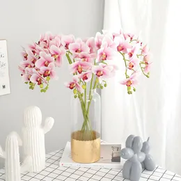 Decorative Flowers & Wreaths 2 Fork 3D Butterfly Orchid Artificial Flower Ldyllic Country Fake For Weeding Interior Decor Aesthetic Supplies