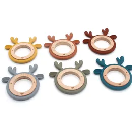 تصميم حيوانات كربون مخصصة للحيوانات الطفل Teother Toy 1pc Food Grade Ring Wooden Ring Products Kids Molar Essentials 220815