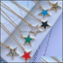 Naszyjniki wisiorek wisiorki biżuteria 5pcs moda gwiazda uroków naturalny kamień skorupy abalone ze złotym platinem dhuiy