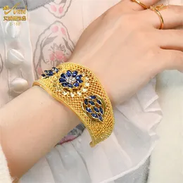 ANIID African Vintage Royal Crystal Cuff Bangles For Women Dubai Gold Plated Bracelet Nigerian Brazilian Bangle Jewellery Gifts 220726