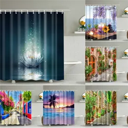 Old Building Landscape Scenery Print Shower Curtain Bathroom 3D Blackout Shower Curtain Large 180x200cm for Bathroom Curtain 220517