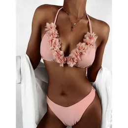 Bikini Swimwear Women Swimsuit 2022 3D flowers Brazilian Bikini Set Push Up Bathing Suit Female Summer Beach Wear Biquini Y220420