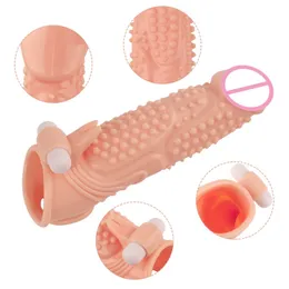 Brinquedos sexuais massager pênis massageador de brinquedo de dente lobo conjunto de tamanho grande vibração de cristal de cristal de partículas alongadas e espessadas diversão adulta dzf5