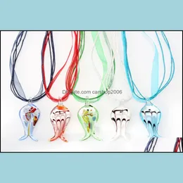H￤nge halsband h￤ngsmycken 6 st konst djur glas murano halsband lampwork silk rep g￥va dropp deli dhcmy