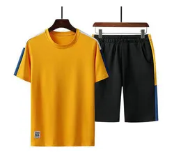 2022 Summer Men's Tracksuits T-Shirt Two Piece Set Solid Color Sports Suit Casual Mens Short Sets Fashion Track Suit Clothing