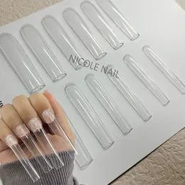 3XL Square Straight extras Long Full Cover Nails Artificial Acrylic False Nail Tips Clear Press On Manicure Tool 220716